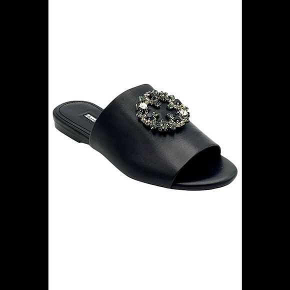 Charles David Jeweled Leather Slide Soleil Black - Medium - Picture 2 of 5
